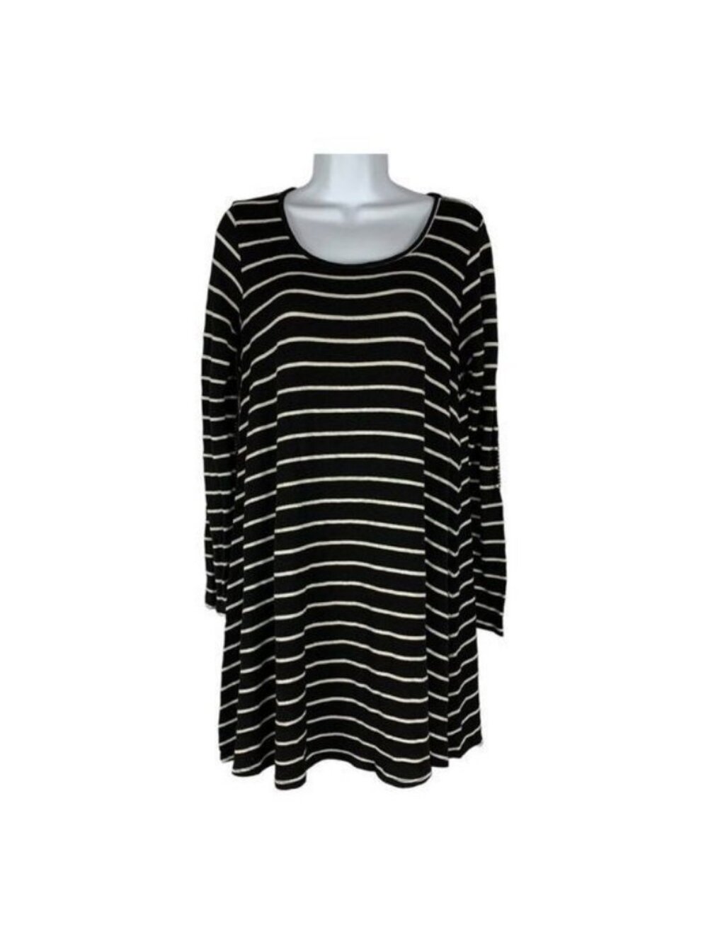 Puella Black White Stripe Swing Mini Dress Womens Small Made In USA Rayon Blend